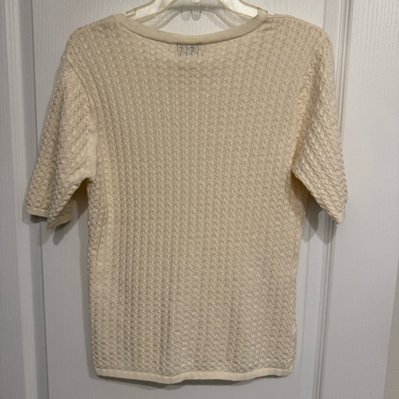 Women's Ellie Tahari Knit Top Size L White - Picture 2 of 3